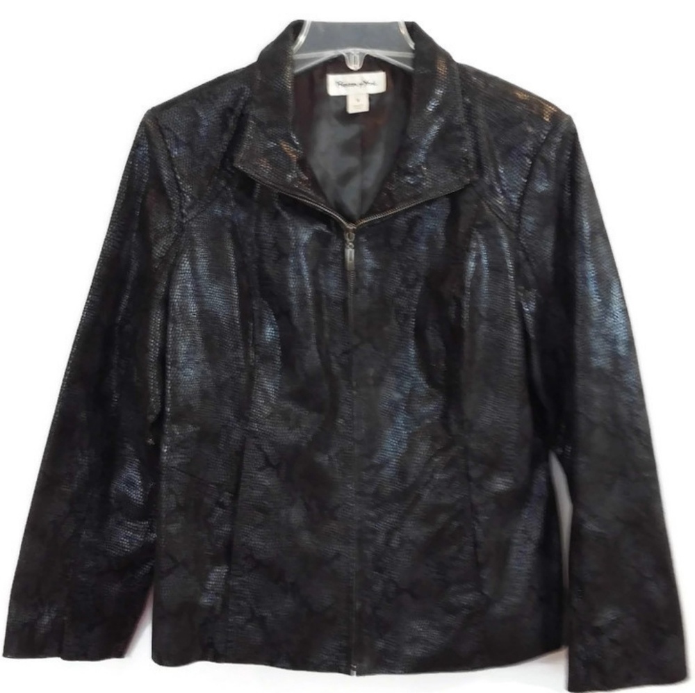 VTG. Preston & York Black M Leather Zip Up Jacket